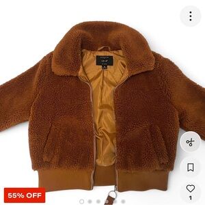 Brown fur bomber jacket